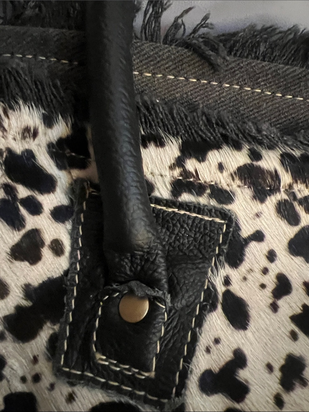 Myra Bag Black and White Spotted Cowhide Tote - Picture 8 of 16